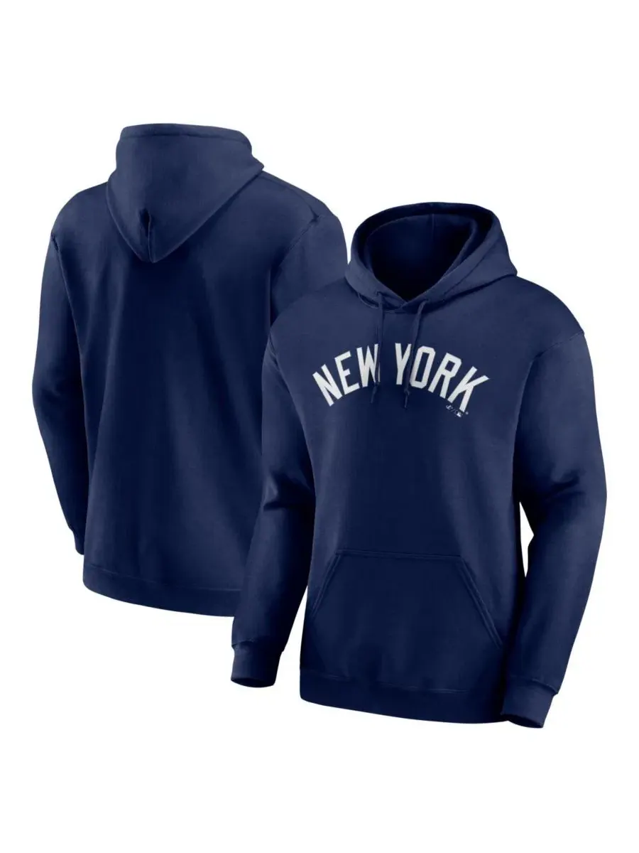 Худи с капюшоном и принтом New York Yankees Wordmark Logo Athletic — изображение 1 из 3, темно-синий