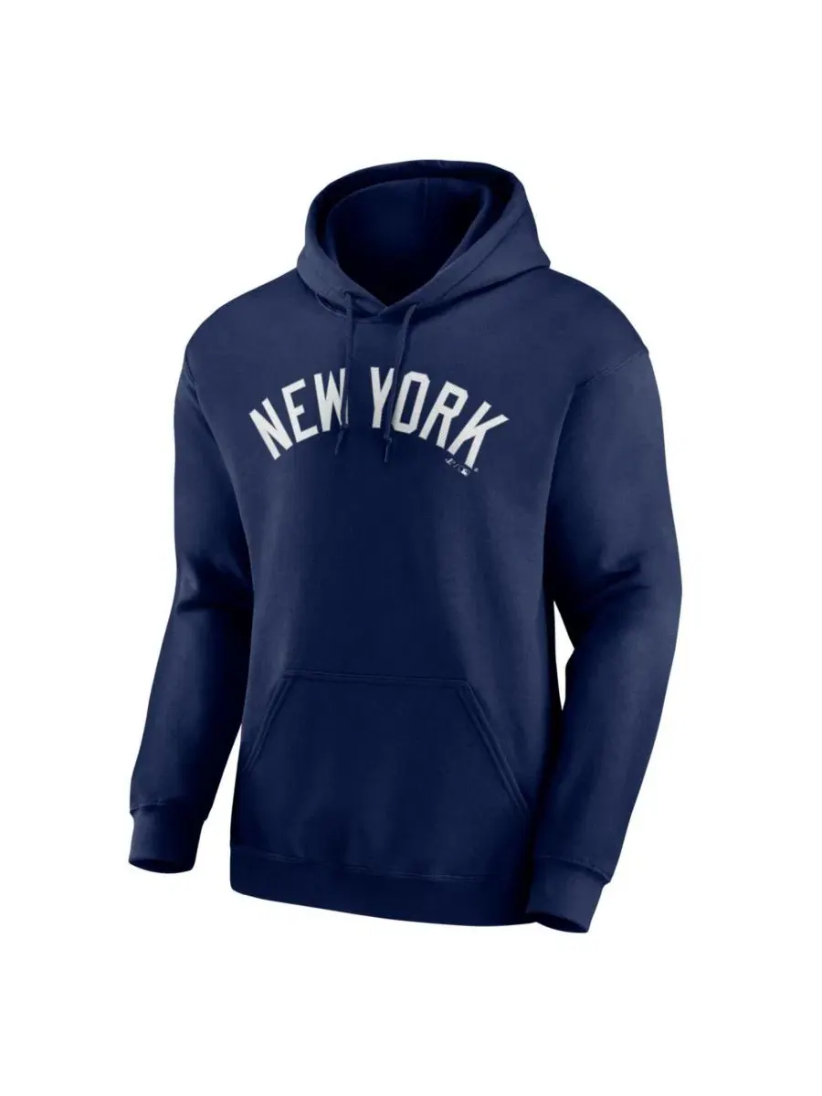 Худи с капюшоном и принтом New York Yankees Wordmark Logo Athletic — изображение 2 из 3, темно-синий