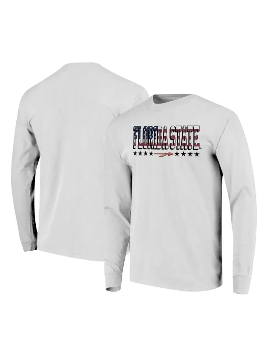 Футболка с длинным рукавом с принтом Tall Type Flag Long Sleeve T-Shirt Image One — изображение 1 из 3, белый