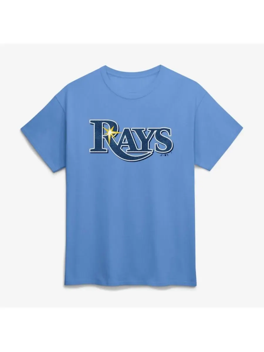 Футболка с принтом Wordmark Tampa Bay Rays Logo Athletic — изображение 1 из 2, светлый синий