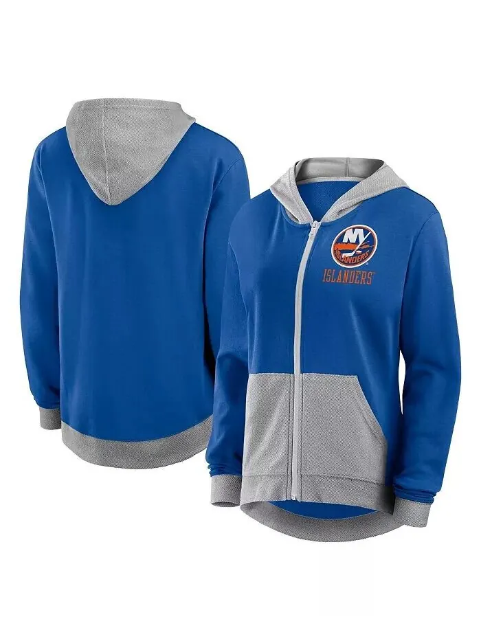 Женская толстовка с капюшоном Royal New York Islanders Hit It French Terry с застежкой-молнией Logo