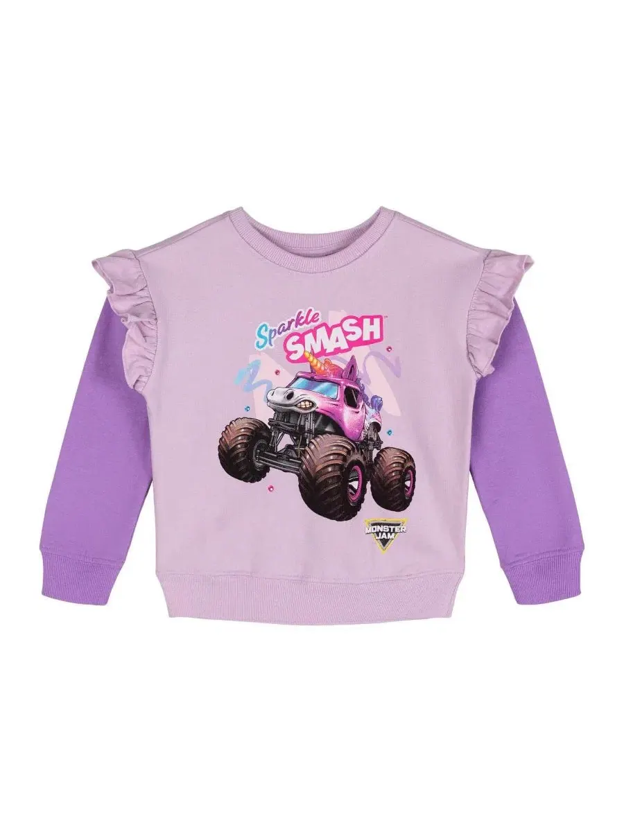 Детский комплект из футера с принтом Sparkle Smash Monster Jam, Lilac Sparkle Smash — изображение 3 из 3