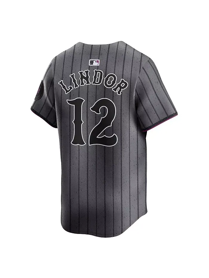 Мужская лимитированная игровая футболка Francisco Lindor серого цвета New York Mets City Connect — изображение 2 из 3