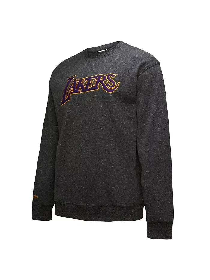 Мужской черный свитшот с вышитым винтажным логотипом Los Angeles Lakers из коллекции Black Out — изображение 2 из 5