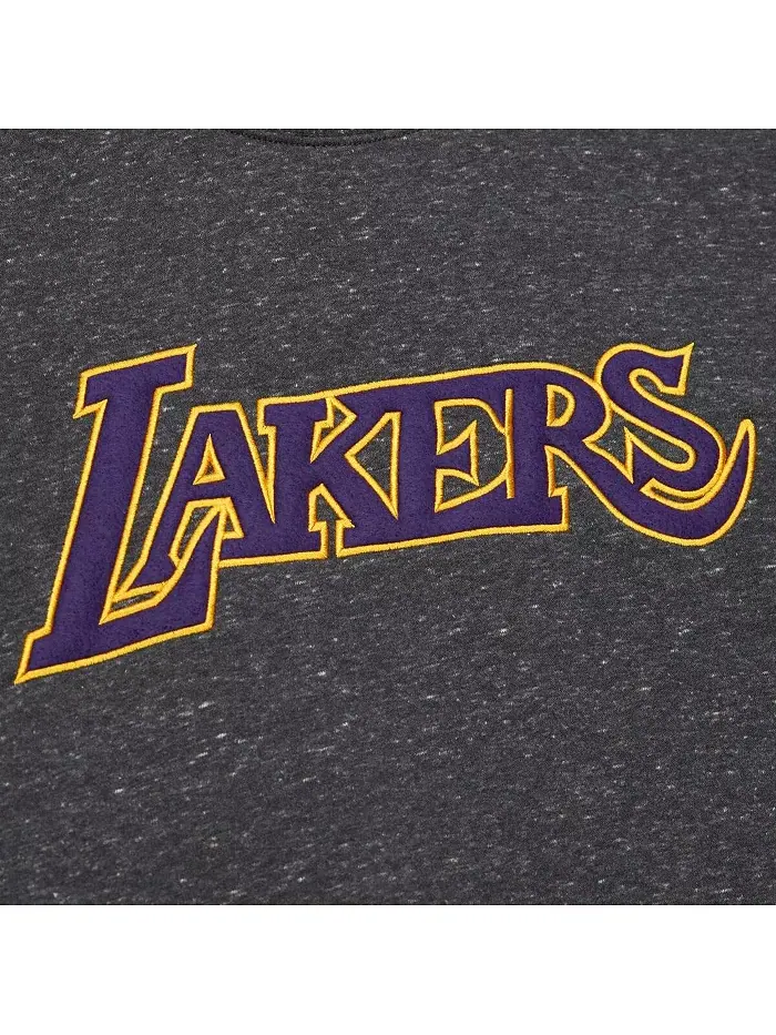 Мужской черный свитшот с вышитым винтажным логотипом Los Angeles Lakers из коллекции Black Out — изображение 4 из 5