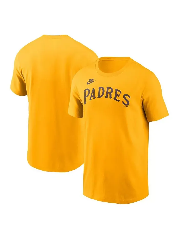 Мужская футболка Gold San Diego Padres Cooperstown Wordmark Nike — изображение 1 из 3