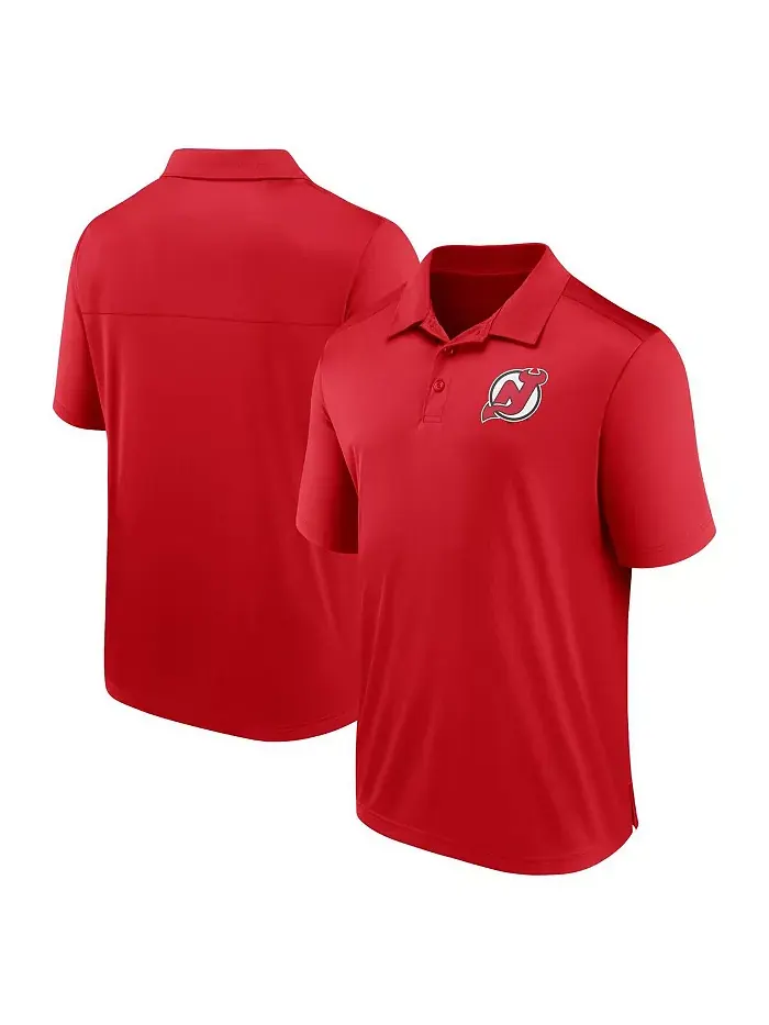 Мужская поло New Jersey Devils с левосторонним блоком, красная Fanatics — изображение 1 из 3