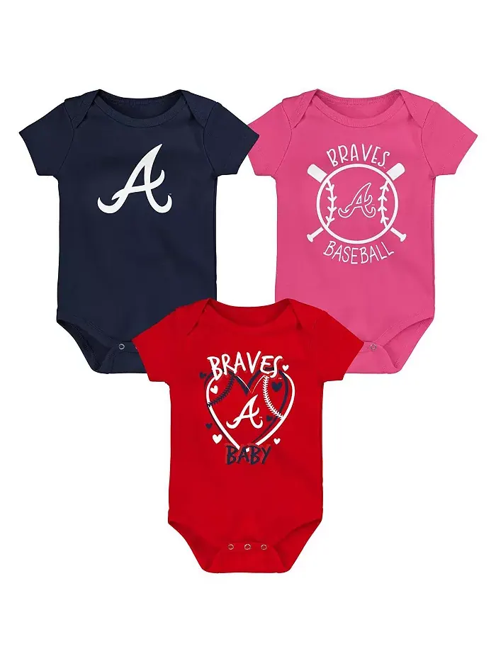 Комплект из 3 боди Atlanta Braves Slide для мальчиков и девочек Outerstuff
