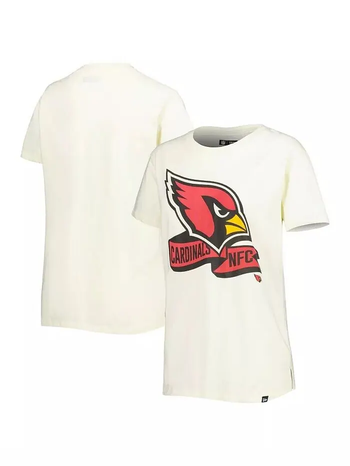 Женская кремовая футболка Arizona Cardinals Chrome с боковой линией New Era