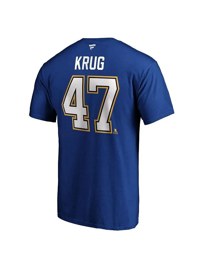 Мужская фирменная футболка Torey Krug Blue St. Louis Blues с аутентичным именем и номером Stack — изображение 3 из 3, синий
