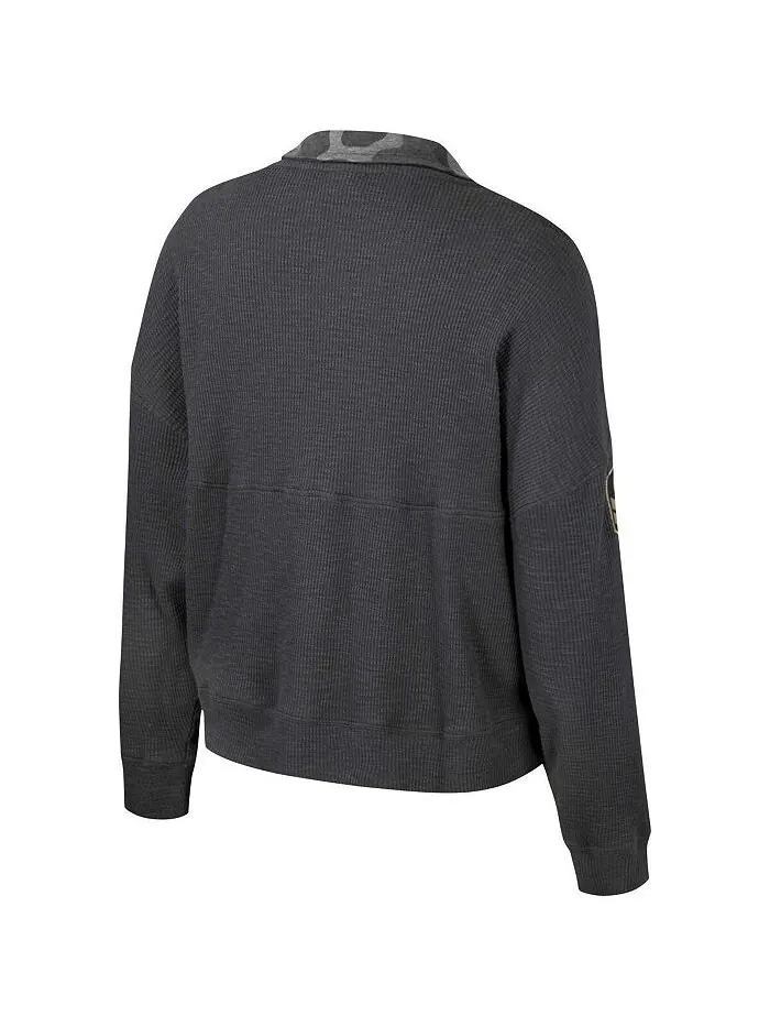 Женская термоугольная толстовка Henley в стиле милитари «Heather Charcoal Notre Dame Fighting Irish — изображение 2 из 3