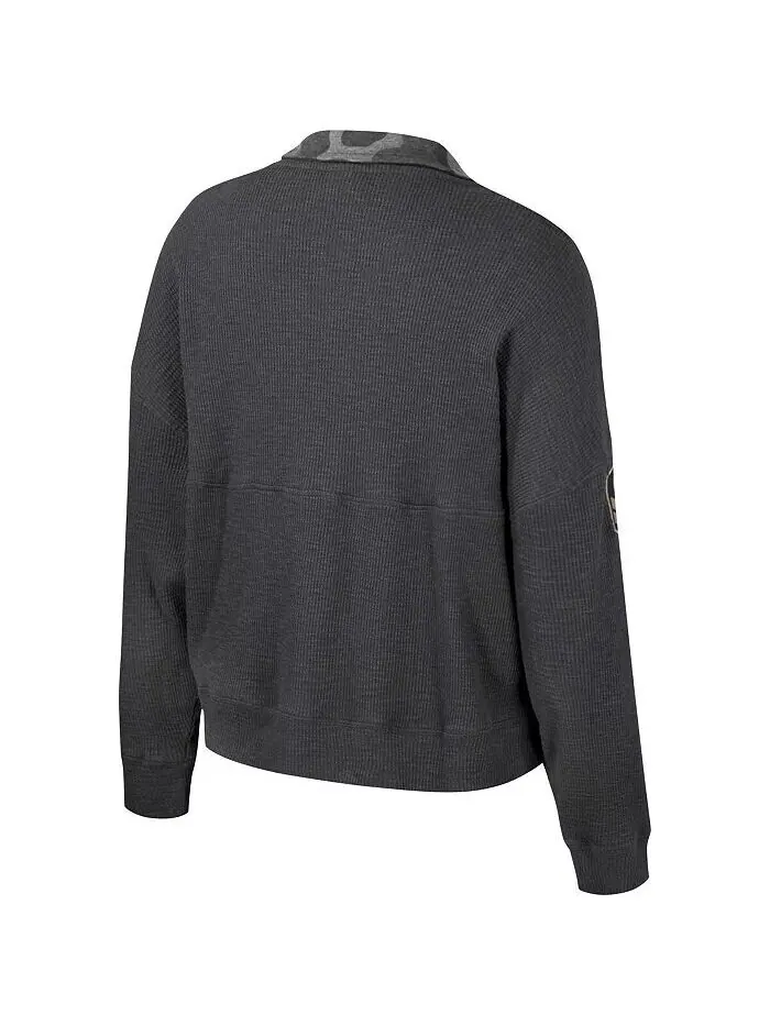 Женская термоугольная толстовка Henley в стиле милитари «Heather Charcoal Notre Dame Fighting Irish — изображение 2 из 3