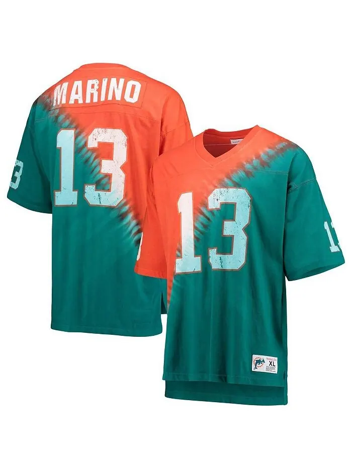 Мужская футболка Dan Marino Orange, Aqua Miami Dolphins с именем и номером игрока в отставке, с — изображение 1 из 2