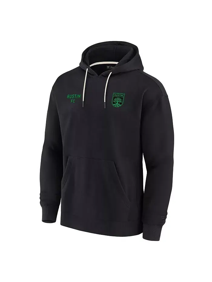 Мужская и женская черная толстовка с капюшоном Austin FC из супермягкого флиса Fanatics Signature — изображение 2 из 3