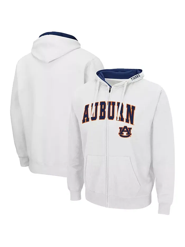 Мужская белая толстовка Auburn Tigers с арочной надписью и логотипом 3.0 на молнии Colosseum — изображение 1 из 3