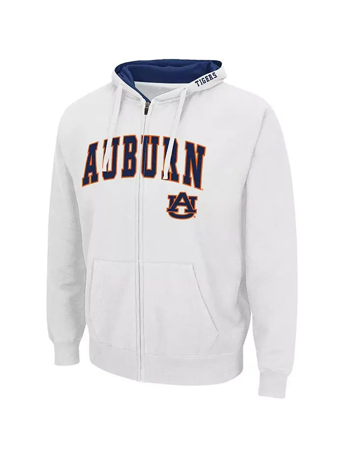 Мужская белая толстовка Auburn Tigers с арочной надписью и логотипом 3.0 на молнии Colosseum — изображение 3 из 3