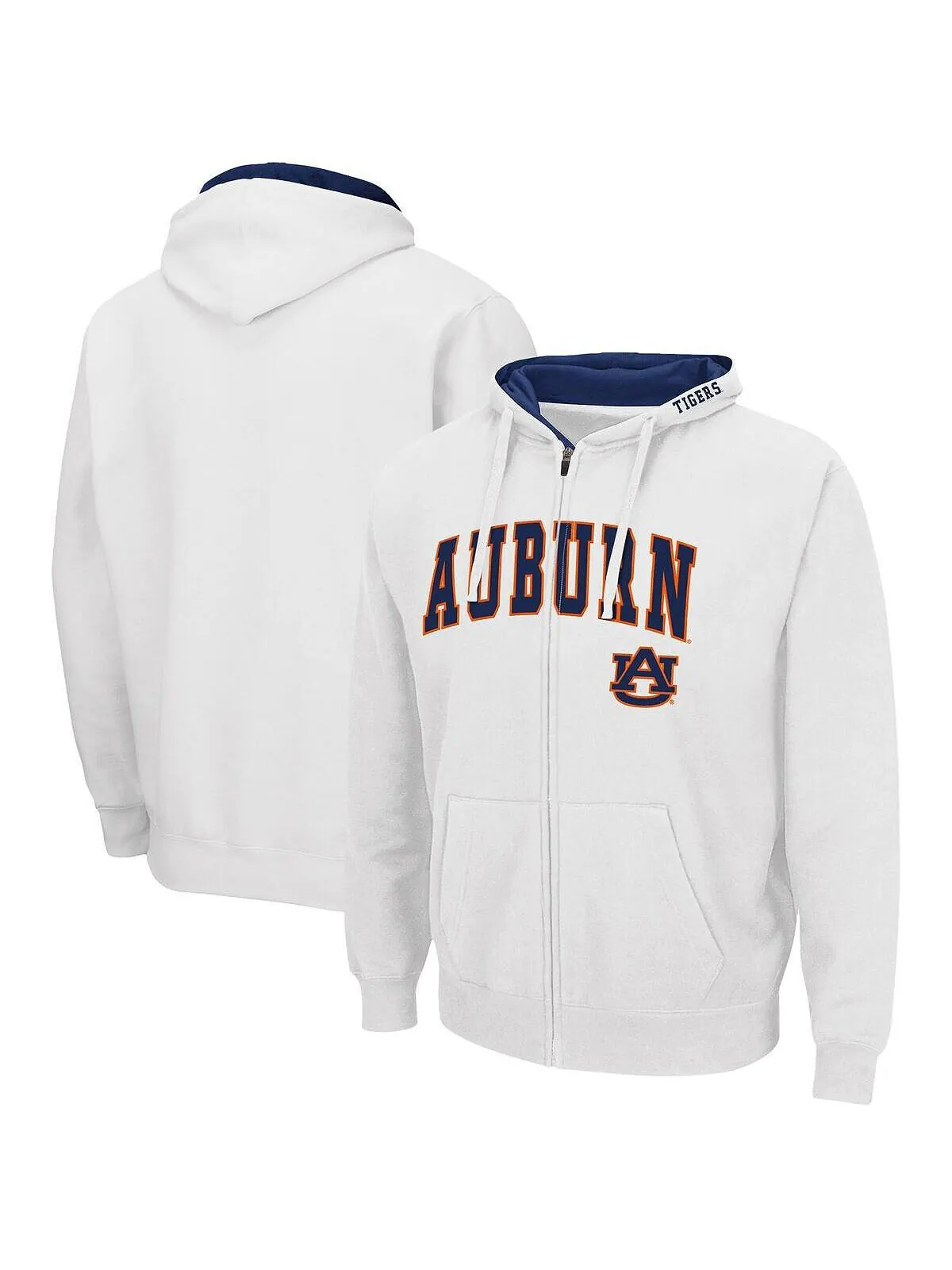 Мужская белая толстовка с капюшоном auburn tigers arch и логотипом 3.0 на молнии во всю длину — изображение 1 из 3, белый