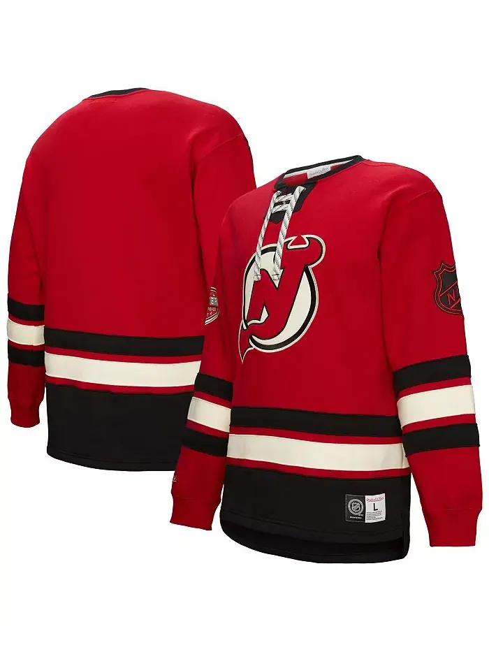 Мужская красная толстовка New Jersey Devils Heritage на шнуровке Mitchell & Ness — изображение 1 из 5