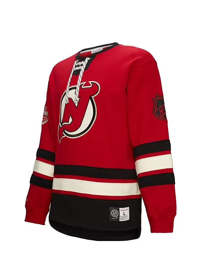 Мужская красная толстовка New Jersey Devils Heritage на шнуровке Mitchell & Ness — изображение 4 из 5