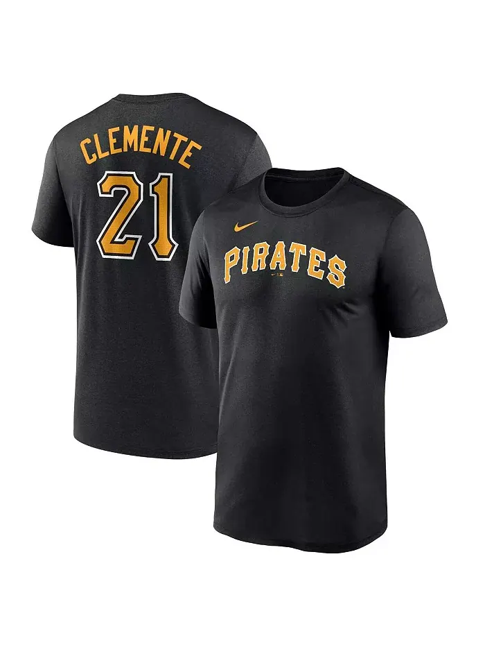 Мужская домашняя футболка с именем и номером легенды Pittsburgh Pirates Роберто Клементе в черном — изображение 1 из 3