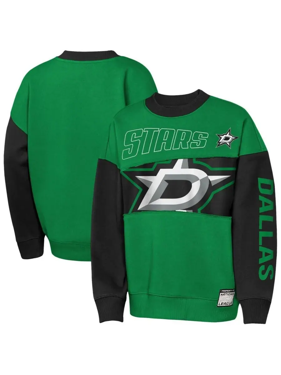 Outerstuff Толстовка Big Boys and Girls Kelly Green/Black Dallas Stars Impact Player — изображение 1 из 3, зеленый черный