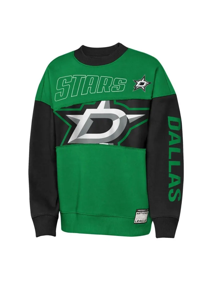 Outerstuff Толстовка Big Boys and Girls Kelly Green/Black Dallas Stars Impact Player — изображение 2 из 3, зеленый черный