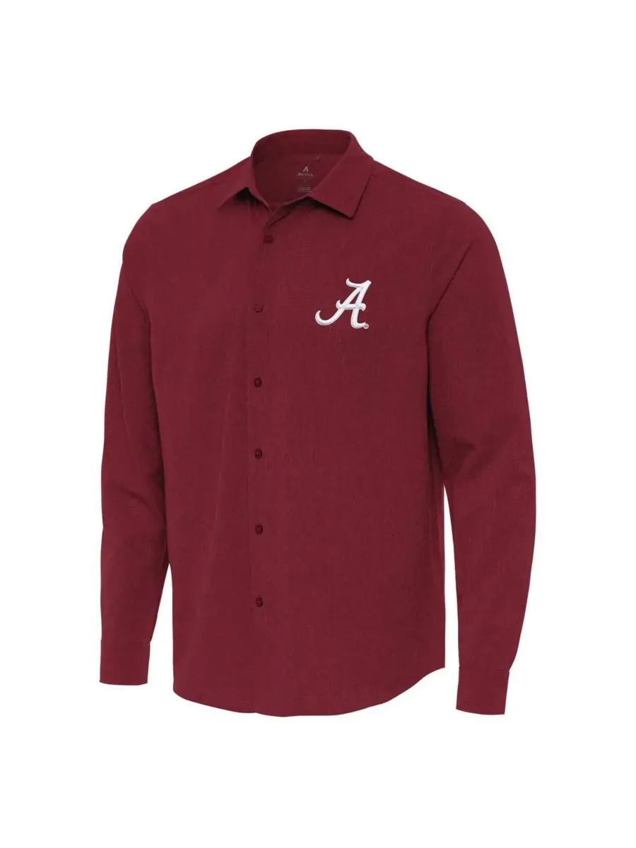 Antigua Мужская рубашка с длинными рукавами на пуговицах Cardinal Alabama Crimson Tide Exposure из — изображение 1 из 1