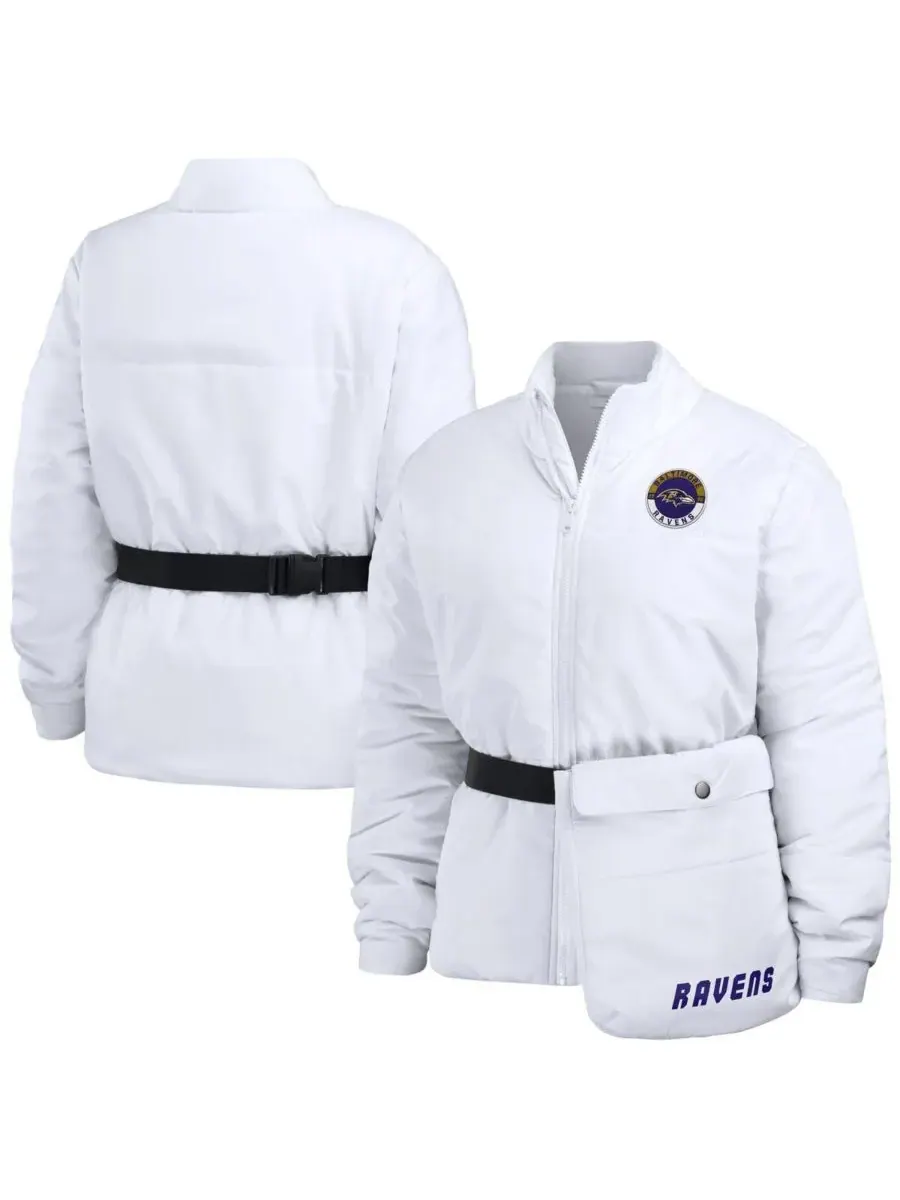 WEAR by Erin Andrews Женская белая пуховая куртка Baltimore Ravens Packaway на молнии — изображение 1 из 4, белый