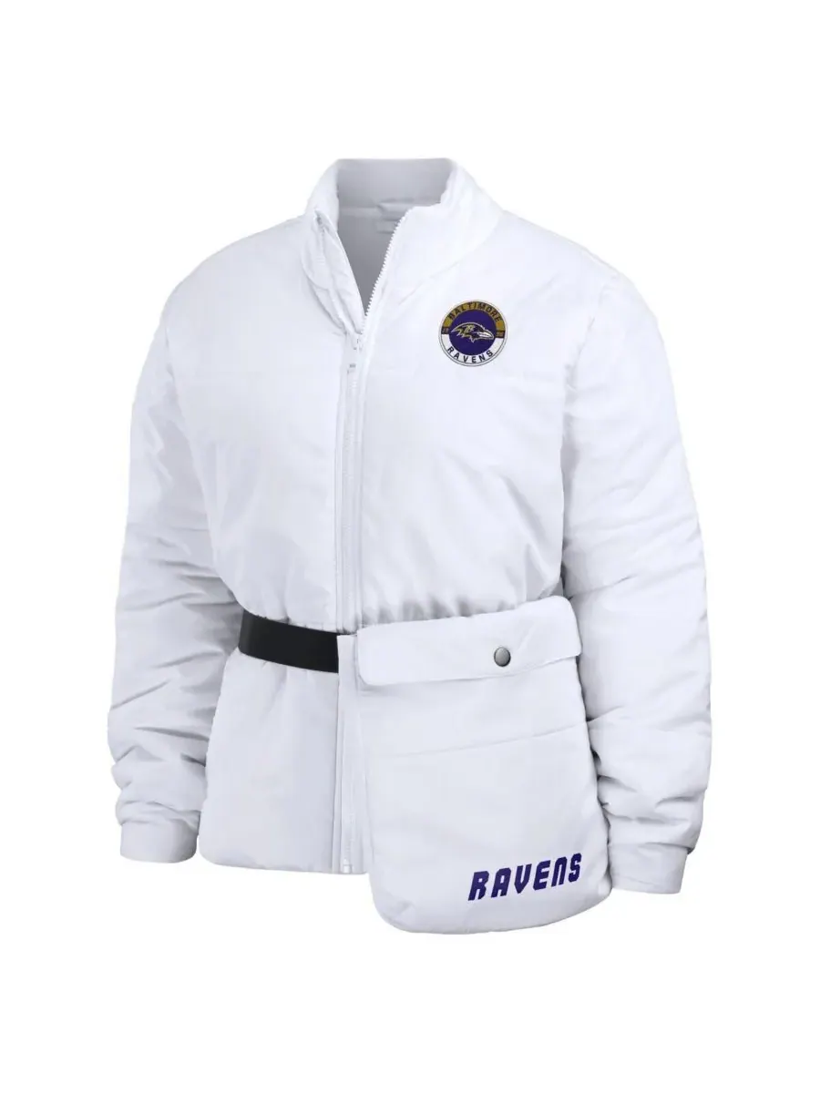 WEAR by Erin Andrews Женская белая пуховая куртка Baltimore Ravens Packaway на молнии — изображение 2 из 4, белый