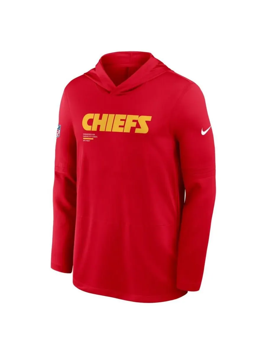 Nike Мужская красная толстовка с длинными рукавами Kansas City Chiefs Sideline Pure Fury Performance — изображение 1 из 2