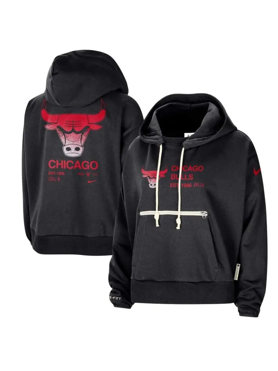 Nike Женская черная толстовка с капюшоном Chicago Bulls Courtside Standard Issue Performance — изображение 1 из 3, черный