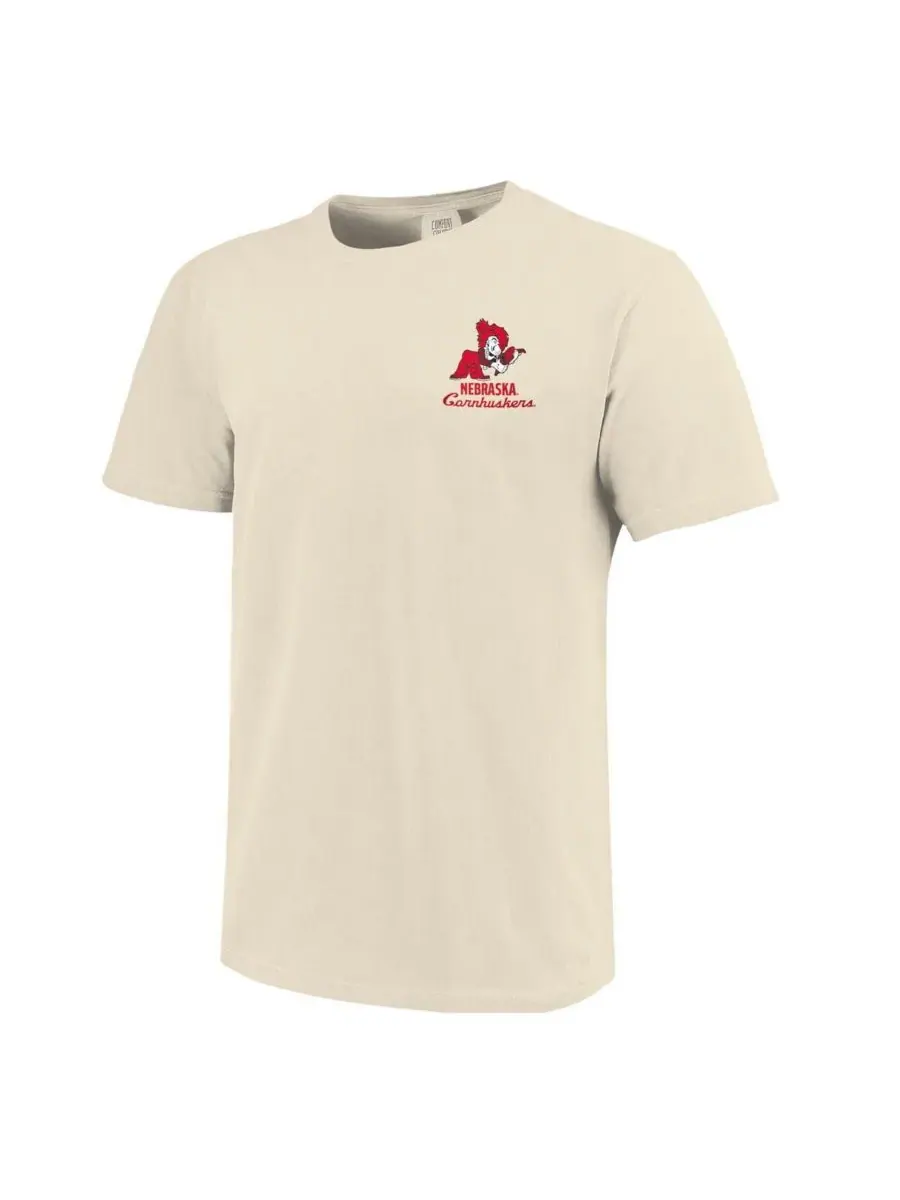 Image One Мужская кремовая футболка Nebraska Huskers Comfort Colors с изображением талисмана команды — изображение 3 из 3