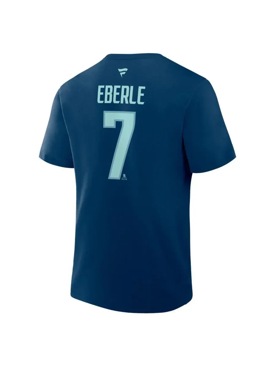 Fanatics Мужская футболка Jordan Eberle Deep Sea Blue Seattle Kraken Authentic Stack с именем и — изображение 2 из 2