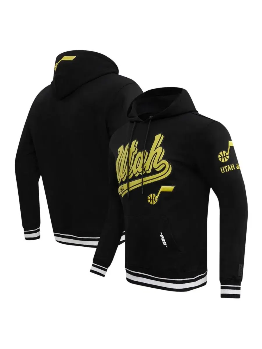 Мужская черная толстовка с капюшоном Utah Jazz Script Tail Pro Standard — изображение 1 из 4, черный