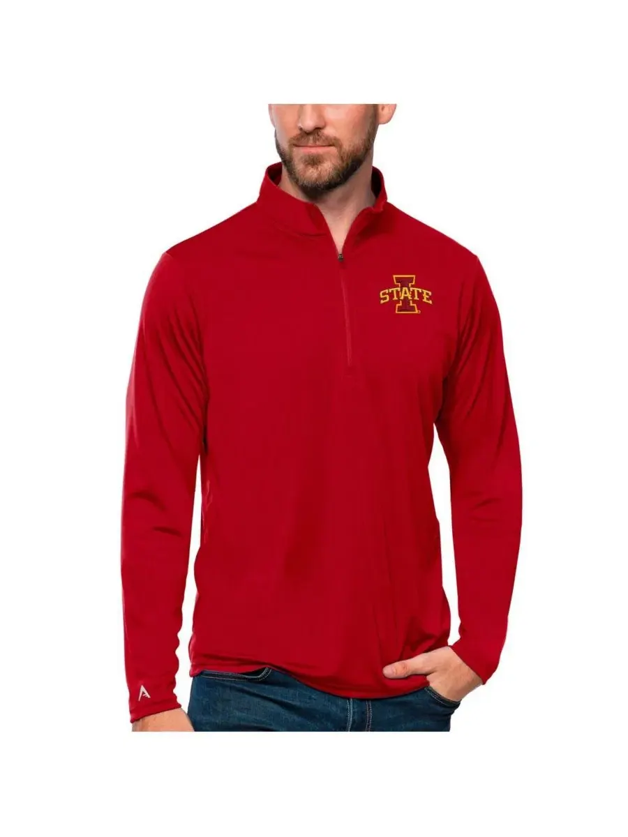Мужская футболка Cardinal Iowa State Cyclones Tribute Quarter-Zip Top Antigua — изображение 1 из 1, красный