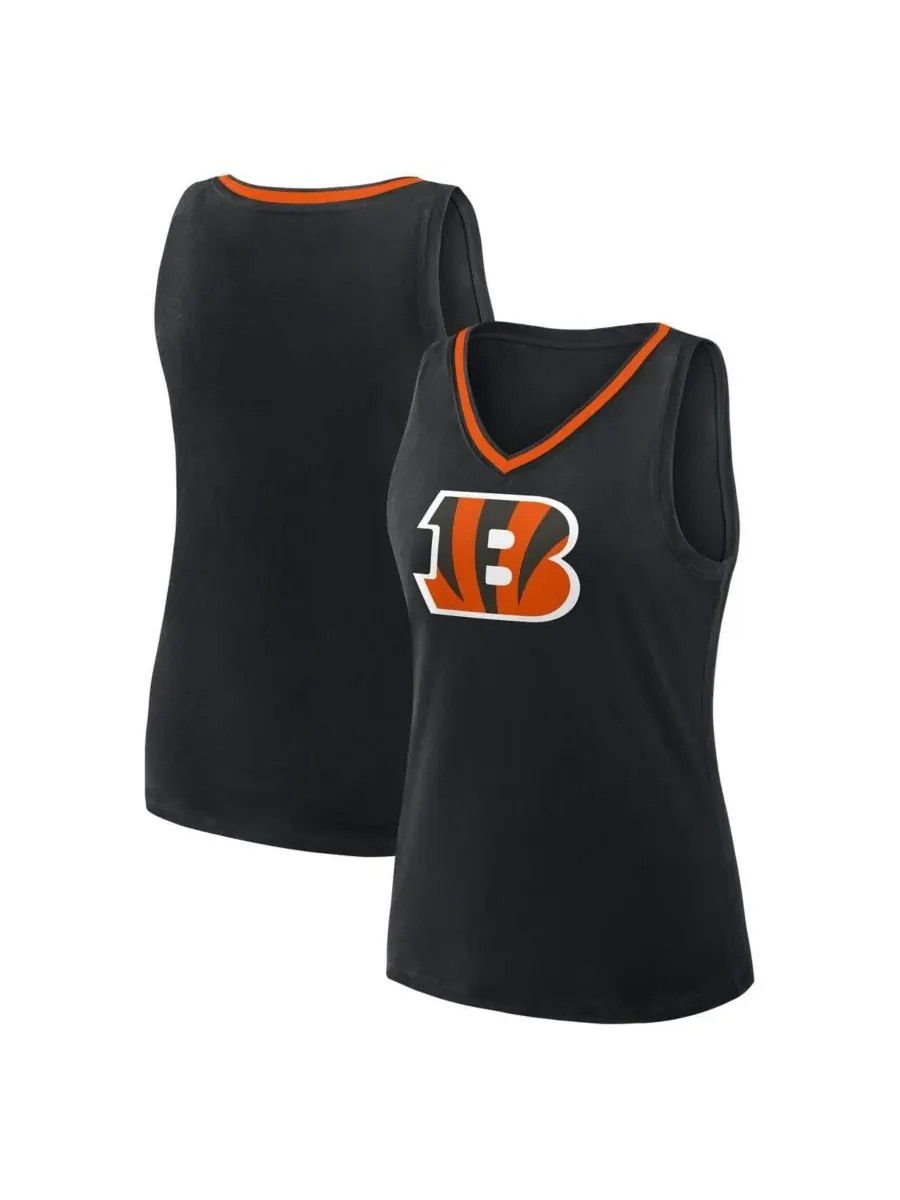 Logo Athletic Женская черная майка с V-образным вырезом Cincinnati Bengals Stellar Win — изображение 1 из 3, черный