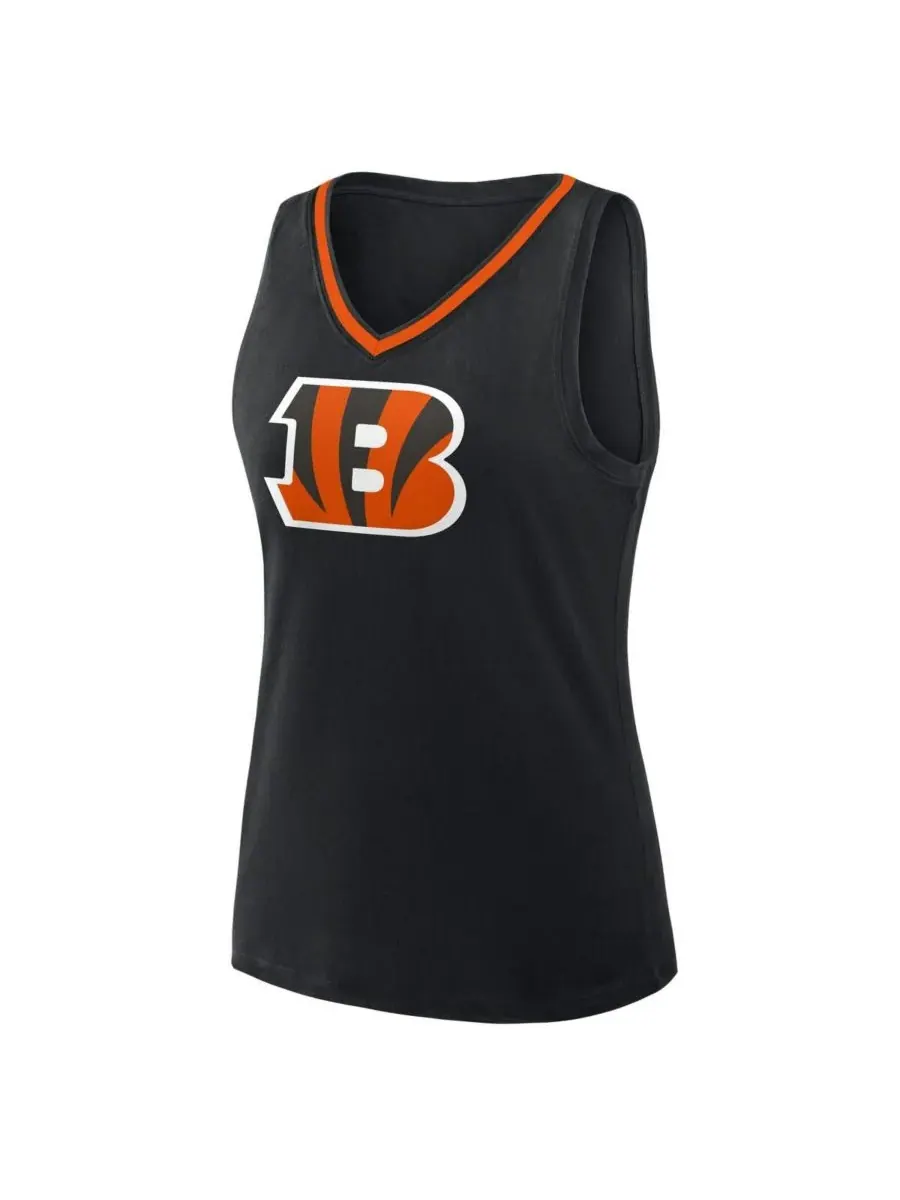 Logo Athletic Женская черная майка с V-образным вырезом Cincinnati Bengals Stellar Win — изображение 2 из 3, черный