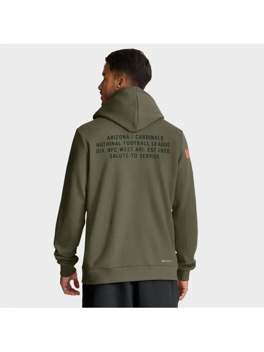 Nike Мужская толстовка оливкового цвета Arizona Cardinals 2025 Salute to Service Sideline Standard — изображение 2 из 5