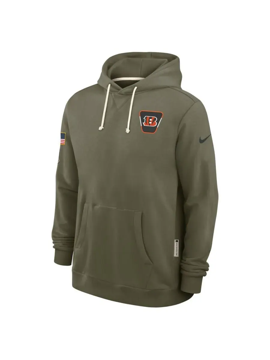 Nike Мужская толстовка оливкового цвета Cincinnati Bengals 2025 Salute to Service Sideline Standard — изображение 4 из 5