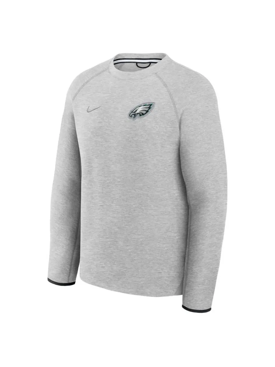 Nike Мужская толстовка-реглан из технологичного флиса цвета «Филадельфия Иглз» серого меланжевого — изображение 3 из 3, серый