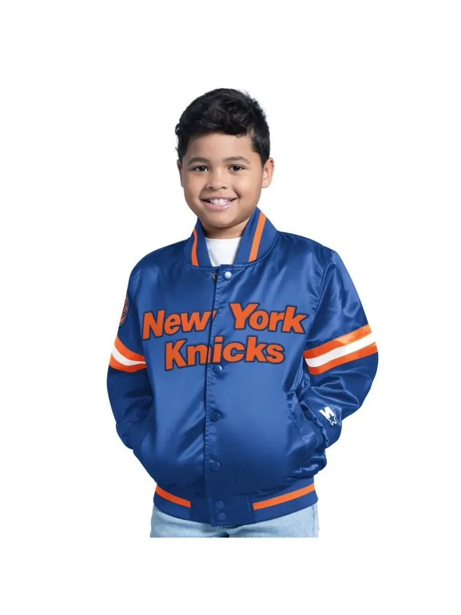 Starter Большая детская и подростковая синяя тренировочная куртка New York Knicks с — изображение 1 из 2, синий