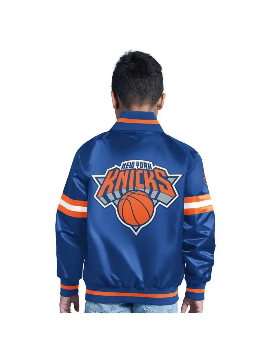 Starter Большая детская и подростковая синяя тренировочная куртка New York Knicks с — изображение 2 из 2, синий
