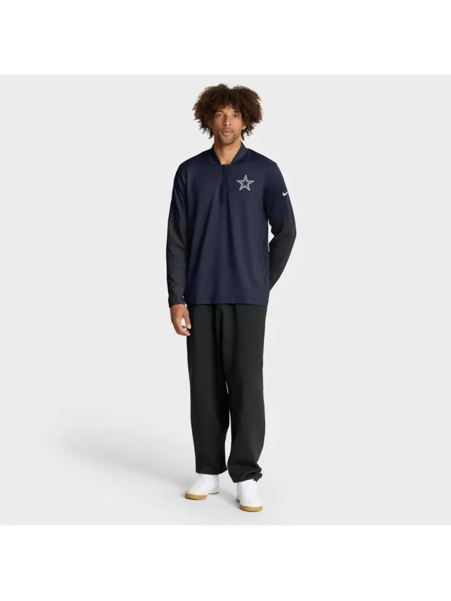 Nike Мужской темно-синий пуловер Dallas Cowboys Sideline Dri-FIT с половинной молнией — изображение 2 из 5