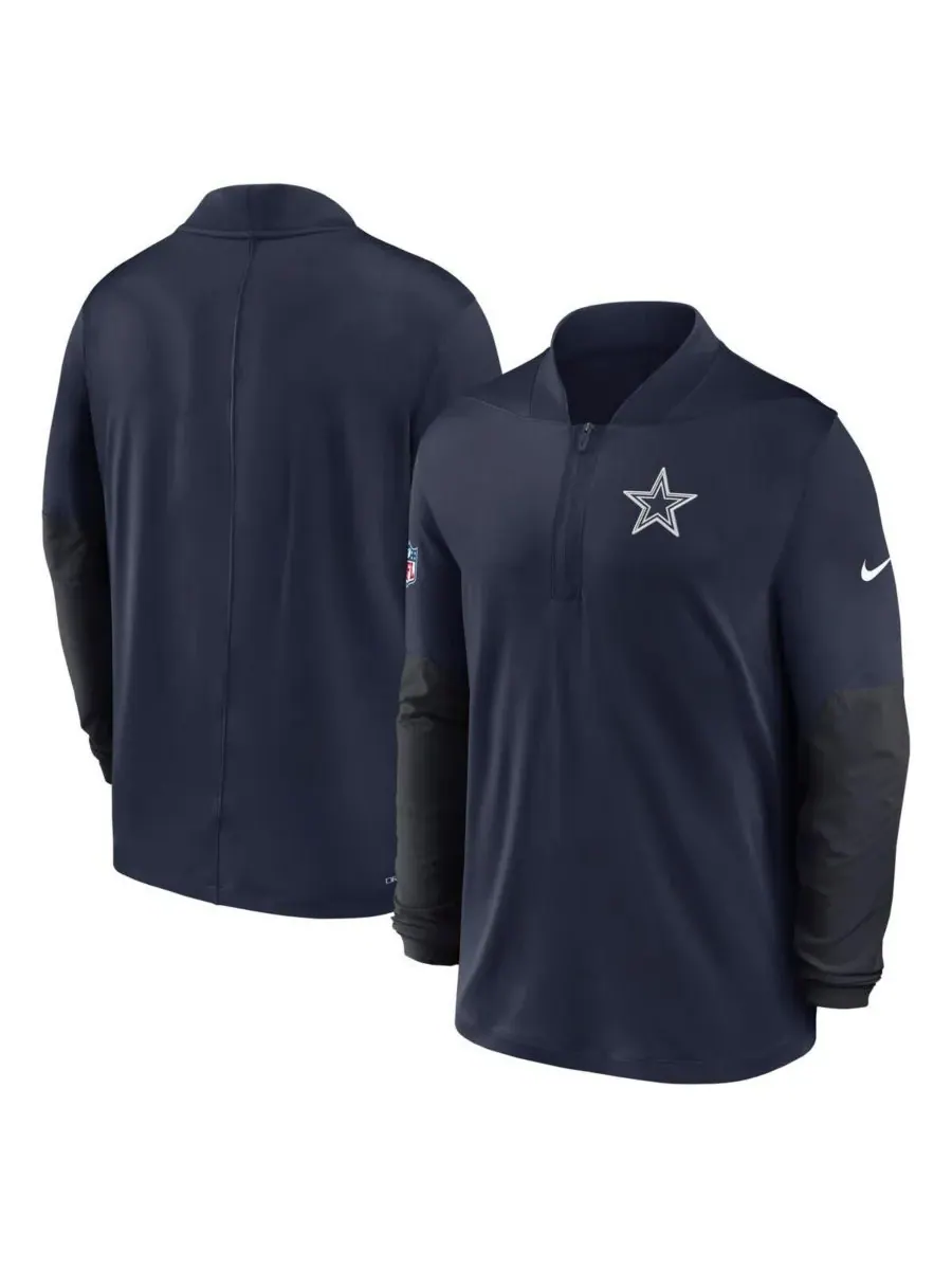 Nike Мужской темно-синий пуловер Dallas Cowboys Sideline Dri-FIT с половинной молнией — изображение 4 из 5