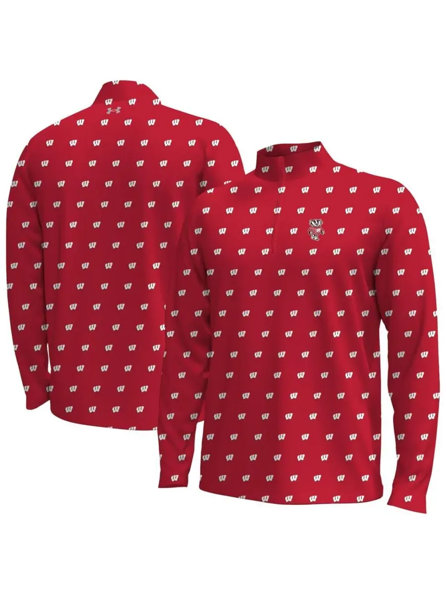 Under Armour Мужская красная куртка Wisconsin Badgers Gameday ArmourFuse с половинной молнией — изображение 1 из 3, красный