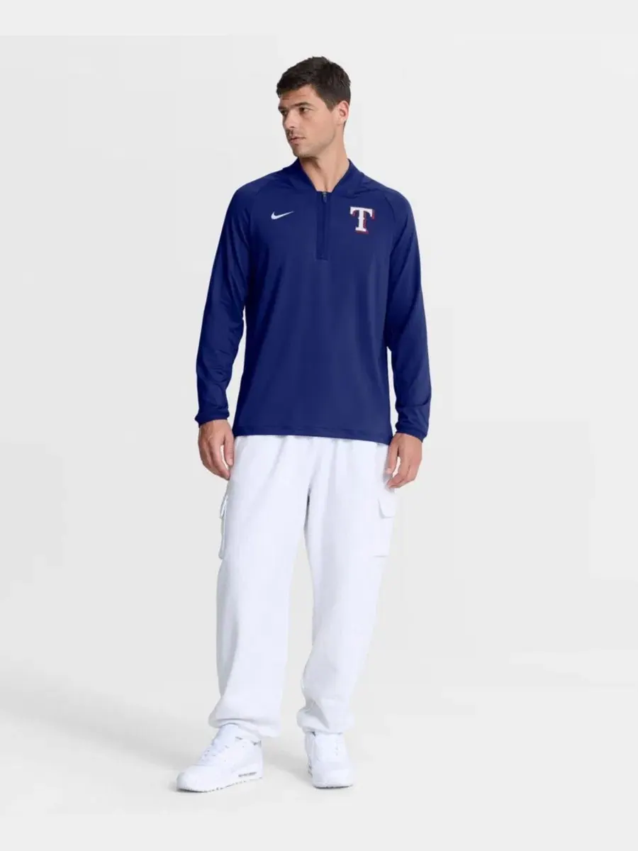 Пуловер с половиной застежкой-молнией, реглан, Dri-FIT, Texas Rangers Nike — изображение 3 из 4, королевский