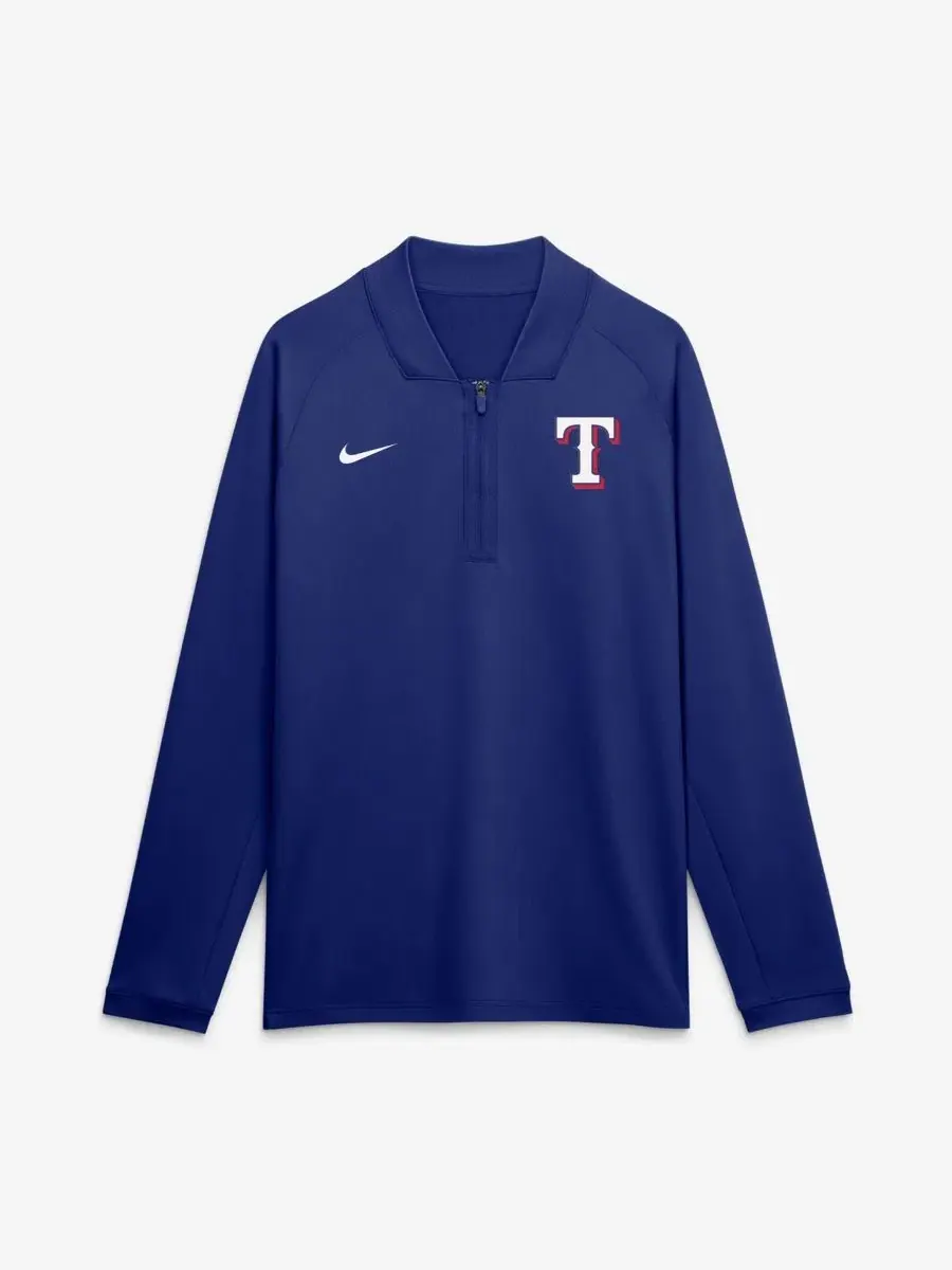 Пуловер с половиной застежкой-молнией, реглан, Dri-FIT, Texas Rangers Nike — изображение 4 из 4, королевский