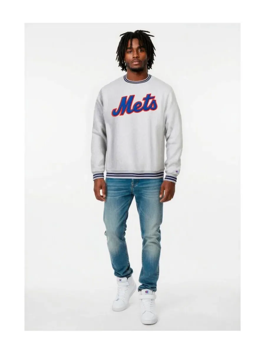 Свитшот Reverse Weave с принтом New York Mets Champion — изображение 1 из 3, серый
