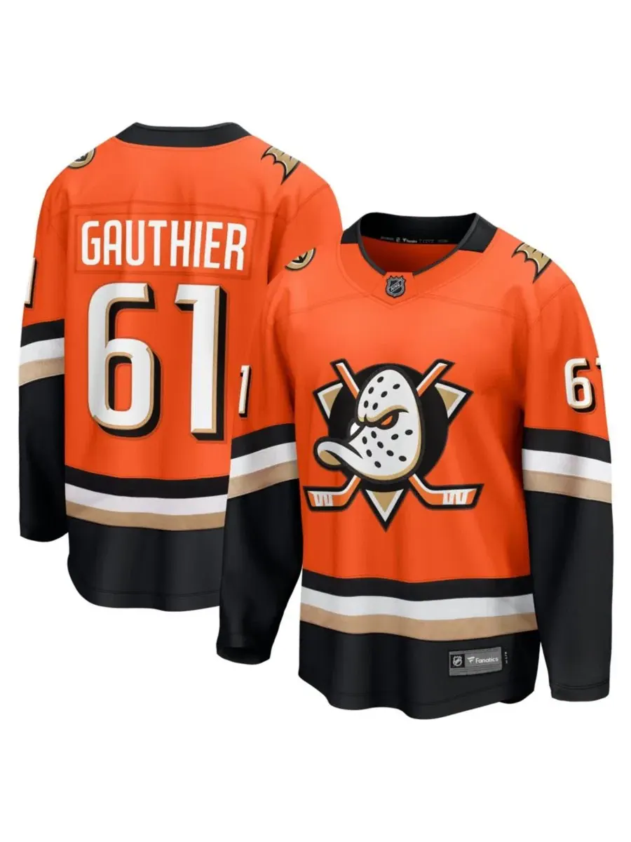 Хоккейный джерси Fanatics Cutter Gauthier Anaheim Ducks Home Breakaway — изображение 1 из 3, оранжевый