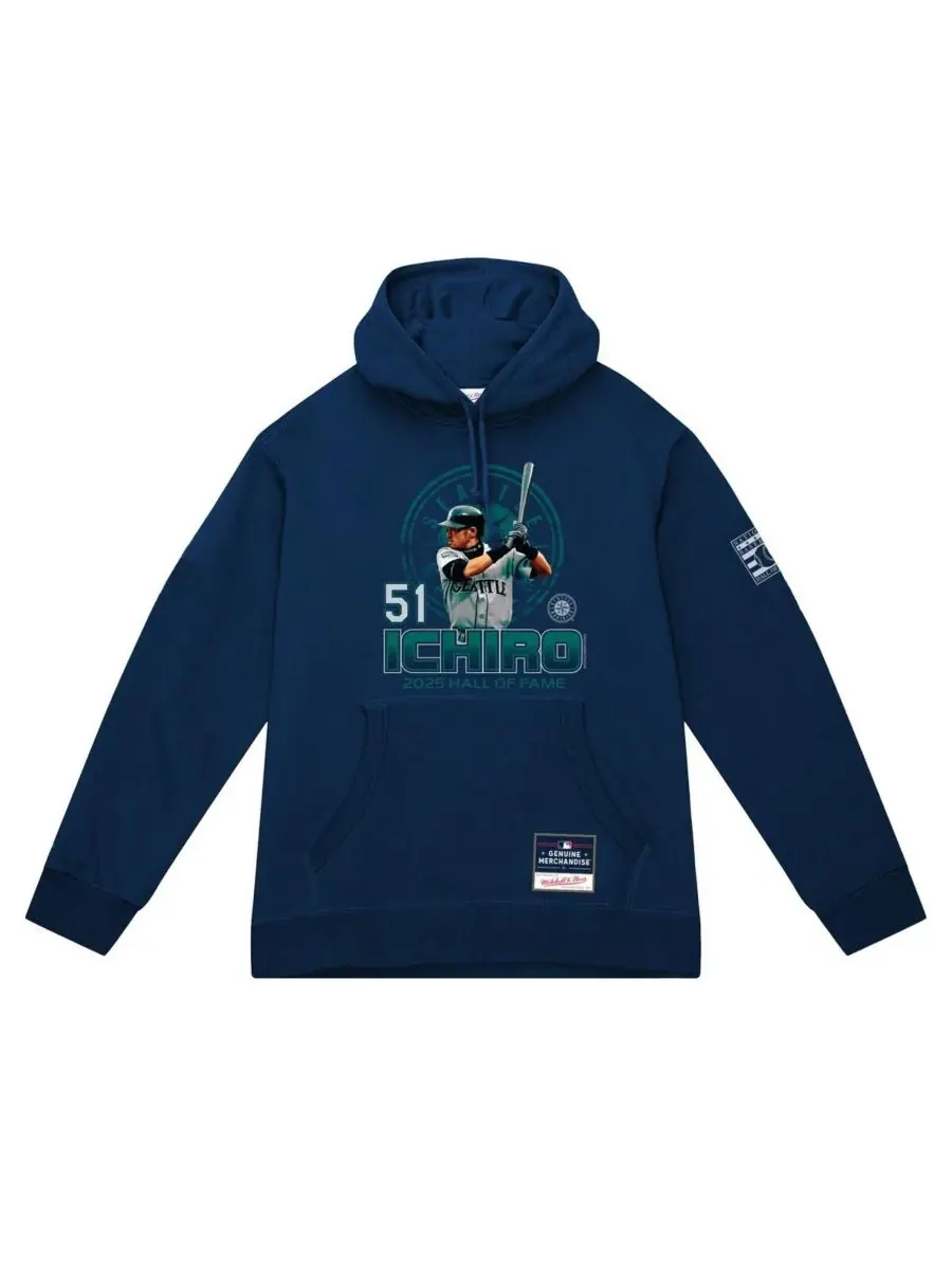 Mitchell & Ness Мужская толстовка с капюшоном Ichiro Suzuki Navy Seattle Mariners Hall of Fame — изображение 2 из 3
